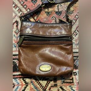 Fossil brown leather crossbody